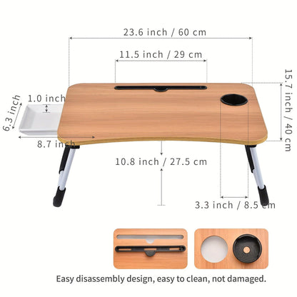 Extra-Large Portable Laptop Bed Desk - Multi-Functional Tray Stand with Cup Holder & Drawer - Perfect for Eating, Reading, Writing on Bed, Sofa, Floor - Stable, Durable, Foldable - Rexpect Nerd
