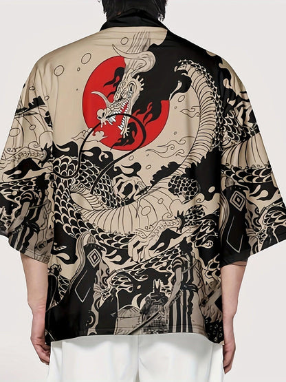 All-Season Dragon-Print Vintage Kimono: Comfortable, Durable & Perfect for Cultural Events | Easy-Care, Unique Design