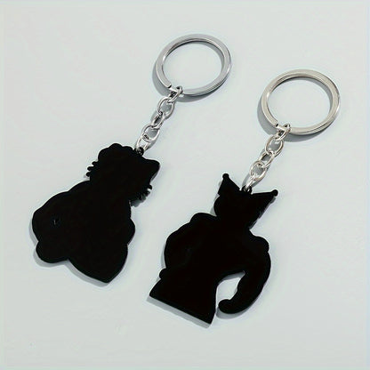 1pc Retro-Style Kawaii Metal Keyring - Official Hello Kitty Kuromi Anime Funny Shape Keychain with Strong Muscle Design - Perfect Accessory for Men - Rexpect Nerd