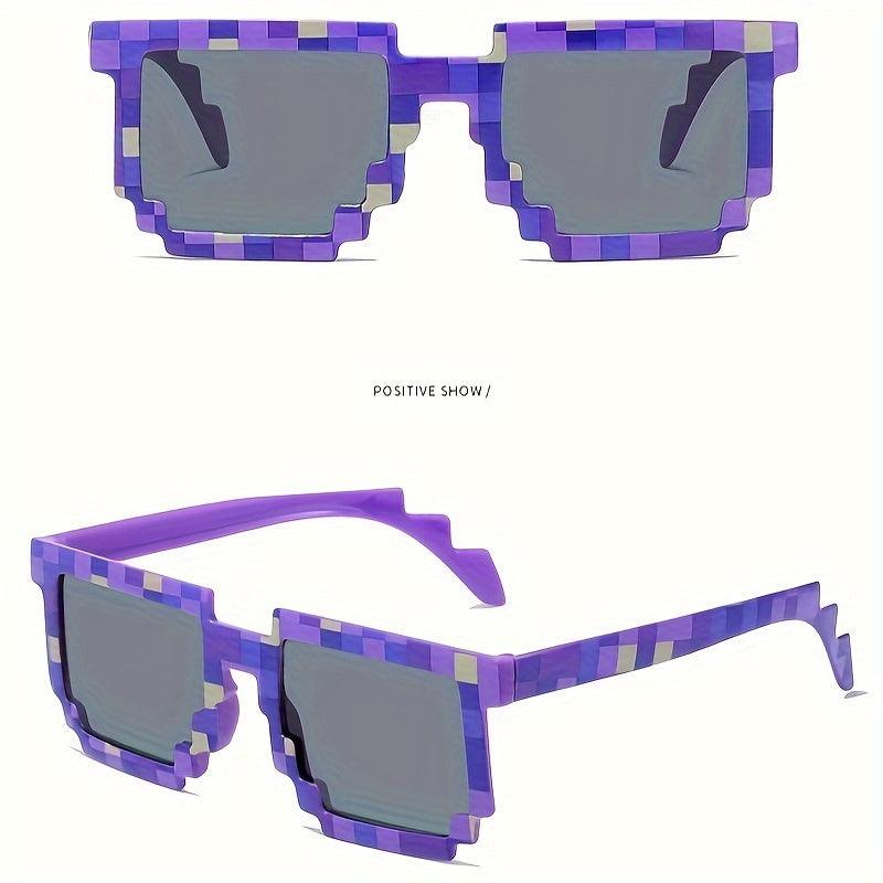 Level Up Your Look! Pixelated Anime Sunglasses - Fun & Stylish Cosplay Accessory