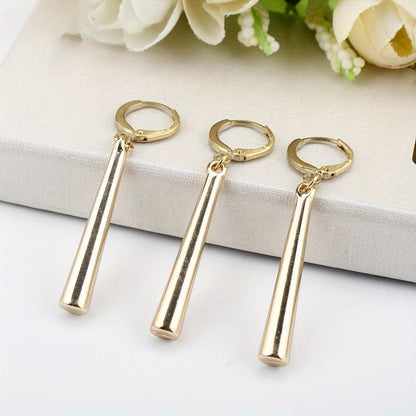 Golden Stick Dangle Earrings - Simple Hip Hop Style Alloy Jewelry for Women