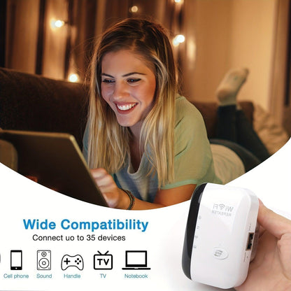 300Mbps Long Range WiFi Signal Booster Repeater - Extend WiFi Coverage, Reliable Connection, US Plug, 110V-130V Power Supply - Rexpect Nerd