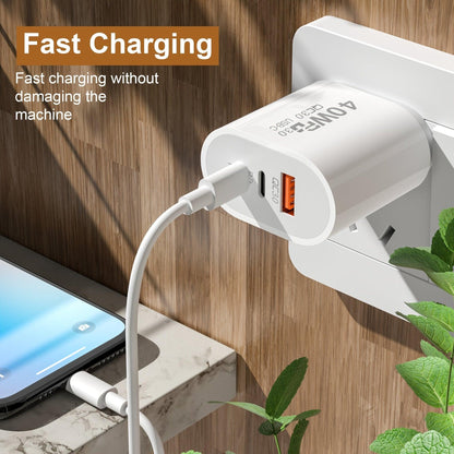 40W USB C Charger Fast Charging Block US Plug PD USB-C Type C Fast USB QC 3.0 Charger For IPhone 14/Xiaomi/Samsung/Macbook - Rexpect Nerd