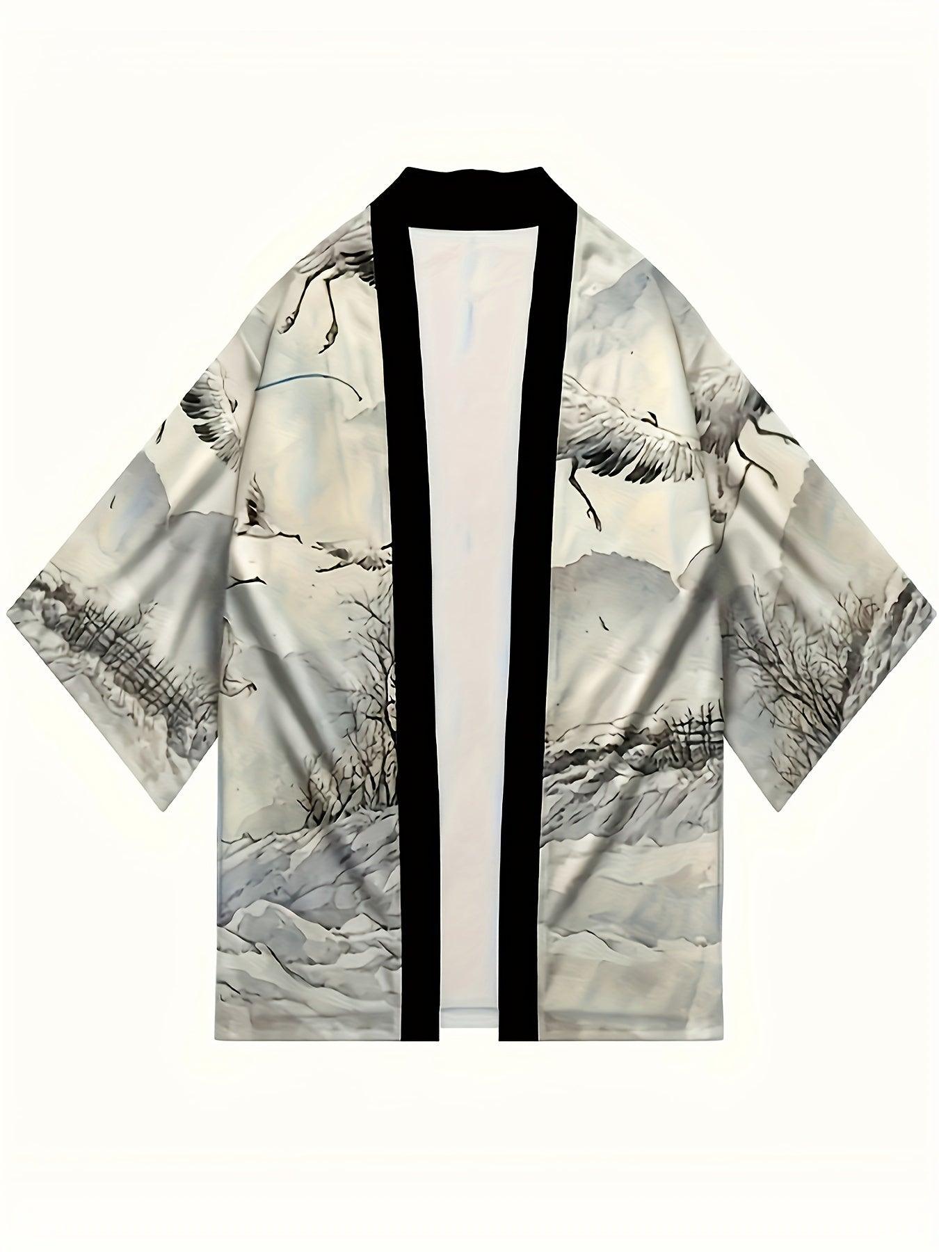 Fashionable Mens Anime Pattern Kimono Cardigan - Unique Japanese Style, Lightweight & Loose Fit for Spring Summer - A Creative Casual Wear Staple