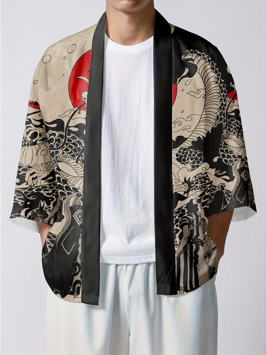 All-Season Dragon-Print Vintage Kimono: Comfortable, Durable & Perfect for Cultural Events | Easy-Care, Unique Design