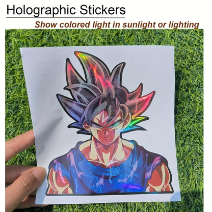 Eye-Catching, Durable Anime Holographic Glitter Decals: Waterproof & Self-Adhesive for Cars, Motorcycles, and Laptops - Rexpect Nerd