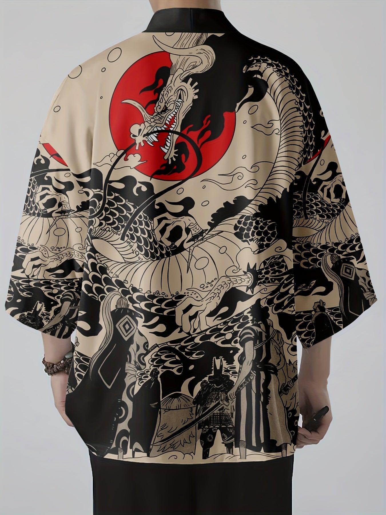 All-Season Dragon-Print Vintage Kimono: Comfortable, Durable & Perfect for Cultural Events | Easy-Care, Unique Design