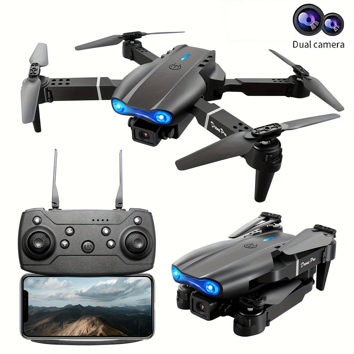 E99 Drone With Camera, Foldable RC Drone, Remote Control Drone Toys For Beginners Men's Gifts, Indoor And Outdoor Affordable UAV, Christmas Halloween Thanksgiving Gift - Rexpect Nerd