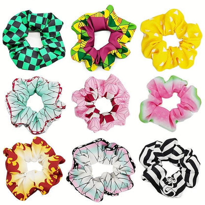 1pcs Anime Pattern Hair Scrunchie Elastic Hair Tie Ponytail Holder Hair Accessories For Women Female - Rexpect Nerd