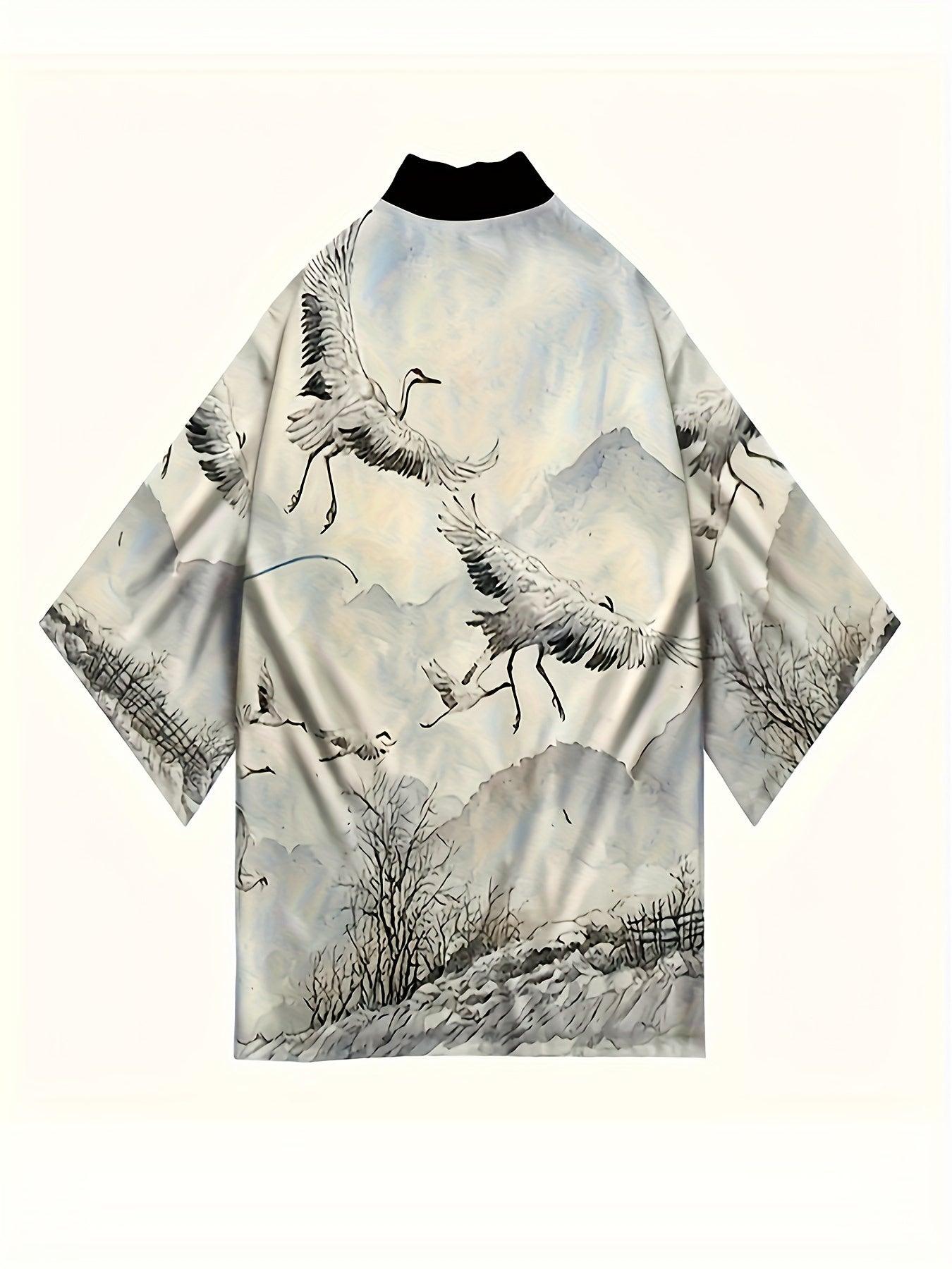 Fashionable Mens Anime Pattern Kimono Cardigan - Unique Japanese Style, Lightweight & Loose Fit for Spring Summer - A Creative Casual Wear Staple