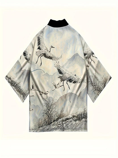 Fashionable Mens Anime Pattern Kimono Cardigan - Unique Japanese Style, Lightweight & Loose Fit for Spring Summer - A Creative Casual Wear Staple